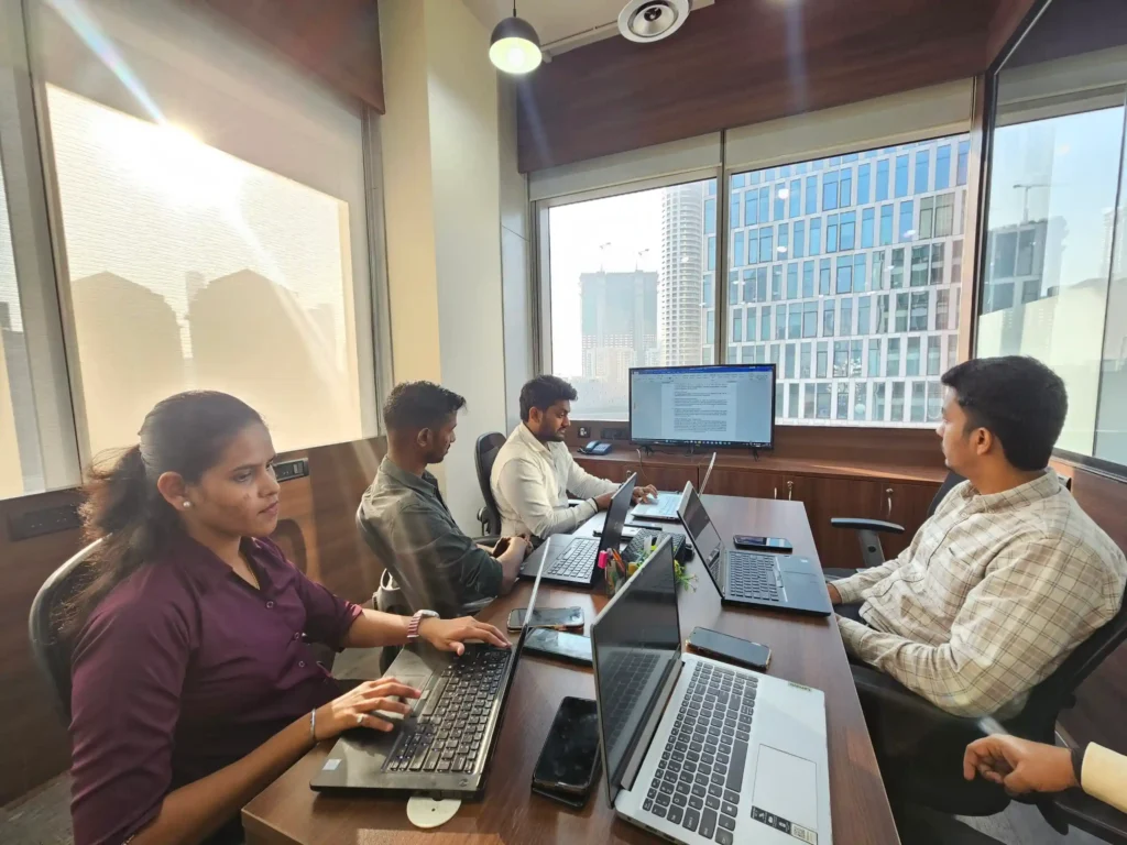 Interior view of coworking space with modern decor