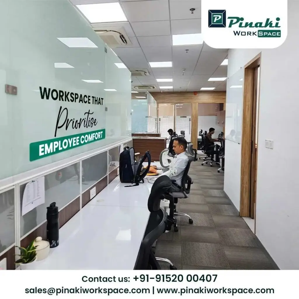 Shared workspace with meeting table and chairs