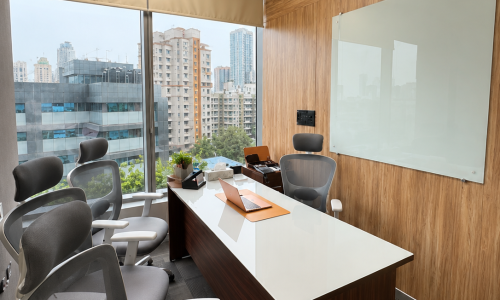Executive office with city view